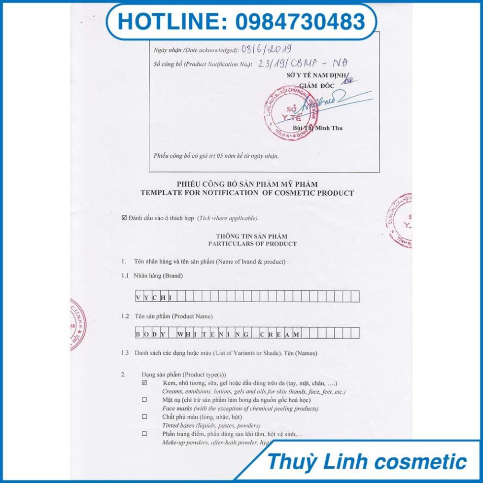 [SẢN PHẨM CHÍNH HÃNG] Kem body Nano Body Whitening Cream - Kem dưỡng trắng da body tinh thể Nano - Vychi | BigBuy360 - bigbuy360.vn
