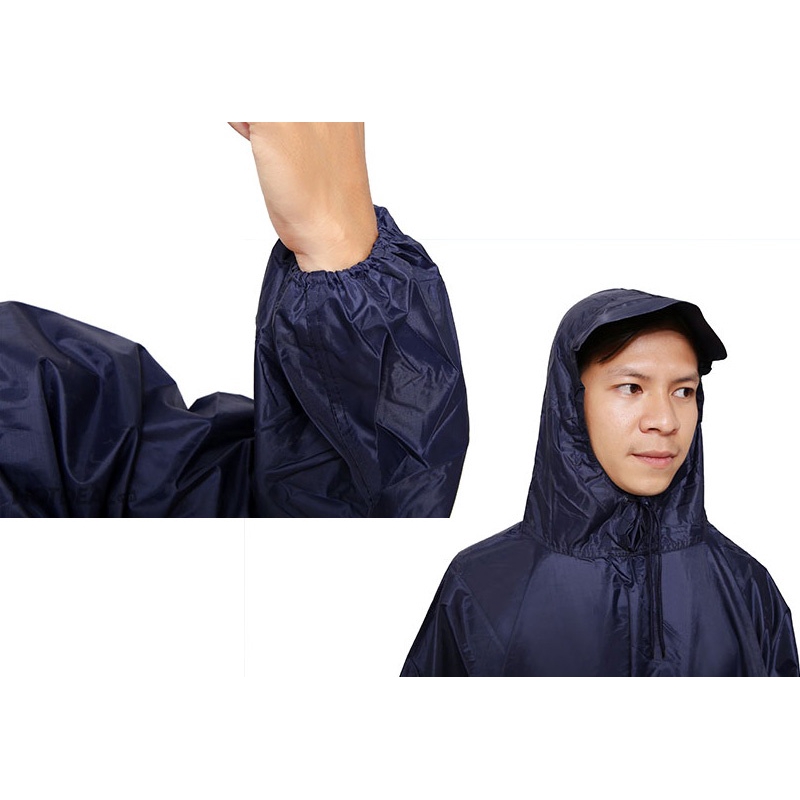 Áo mưa vải dù cao cấp không xẻ tà chống thấm cực tốt, Áo mưa không xẻ tà kín người vải dù siêu bền chống thắm cao cấp