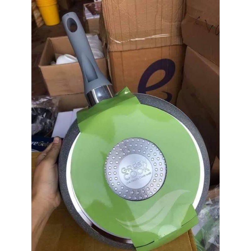 Chảo vân đá chống dính GREEN 26cm dùng được cho bếp từ