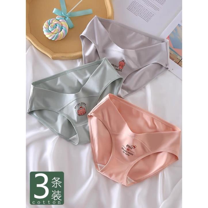(QL22.50) Quần Lót bầu Cotton Nguyên Chất cạp Thấp Nâng Eo Cho Phụ Nữ Mang Thai Sau Sinh Size Lớn