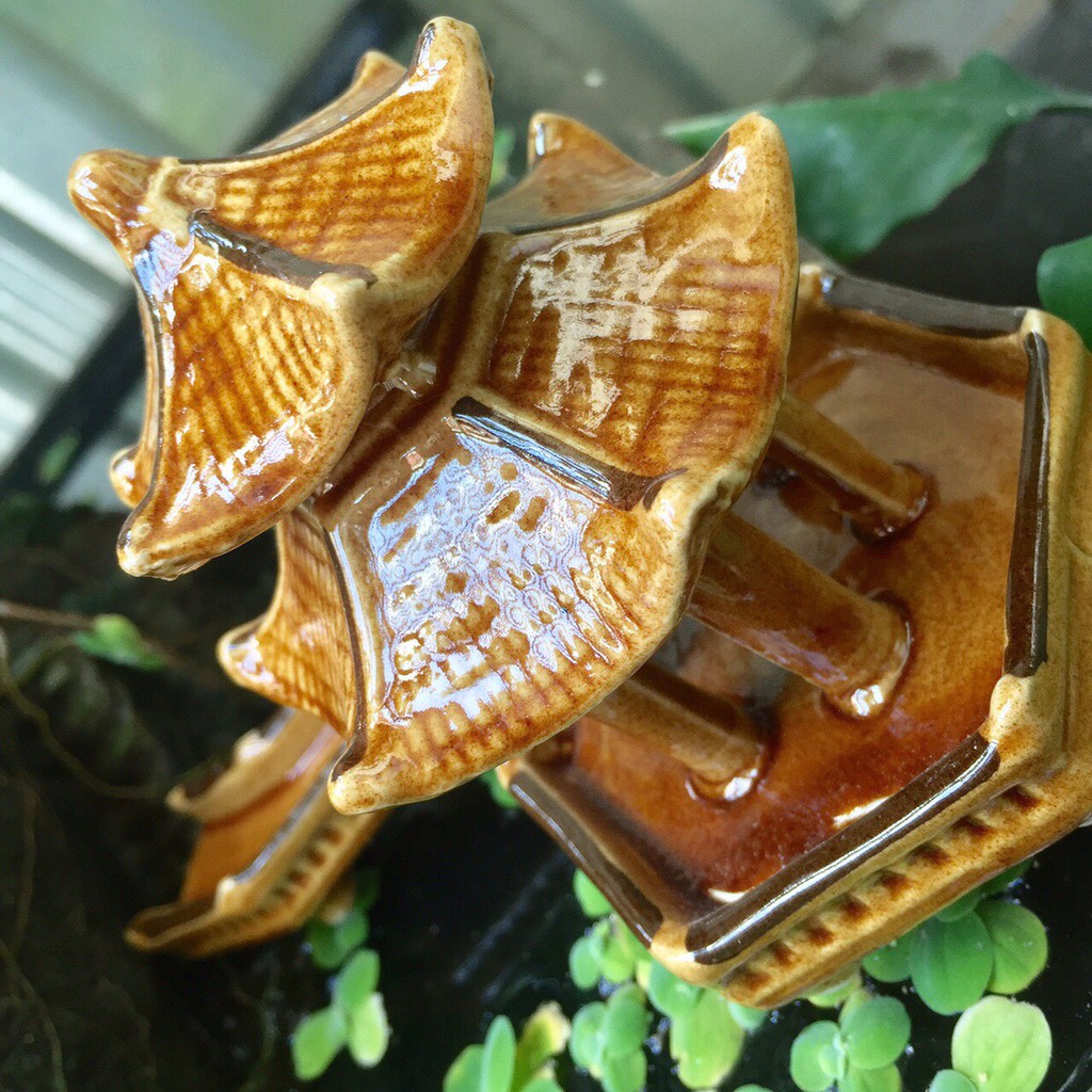 Ngôi Đền Có Cầu Dài Trang Trí Hồ Cá, Bể Cá-Hòn Non Bộ