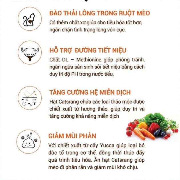 Thức ăn mèo Catsrang chống búi lông giảm mùi phân túi 500g - Bivido