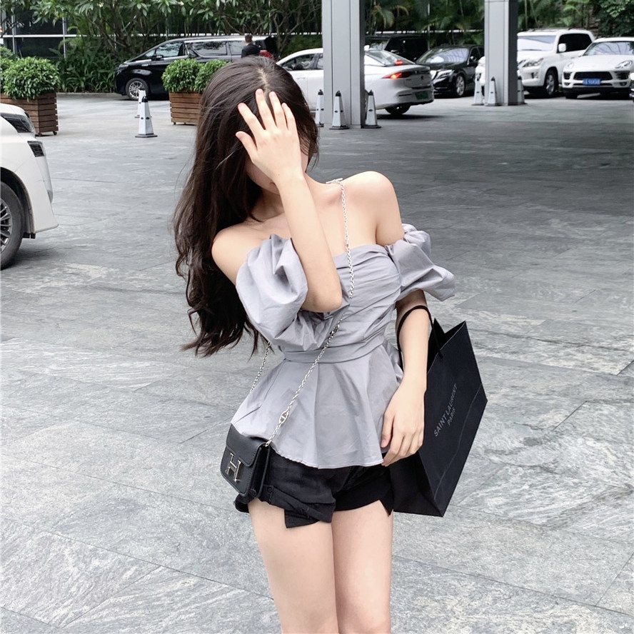 Áo Trễ Vai Tay Ngắn Dáng Ngắn Thời Trang Mùa Hè Quyến Rũ Cho Nữ