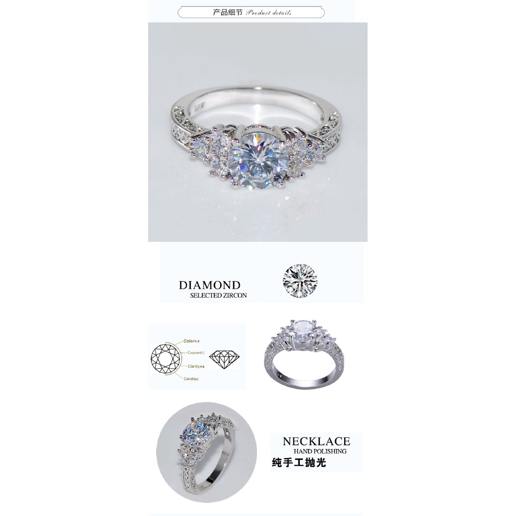 Nhẫn trang sức đính đá nhân tạo kiểu dáng sang trọng thời trang cho nữ