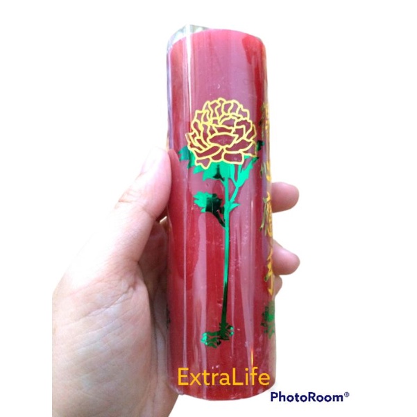 Đèn cầy - Nến trụ đỏ hình hoa sen cao 12 cm - Cam kết không mùi không khói