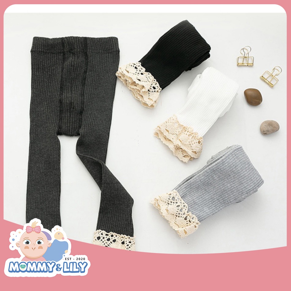 Quần legging len viền ren cho bé gái