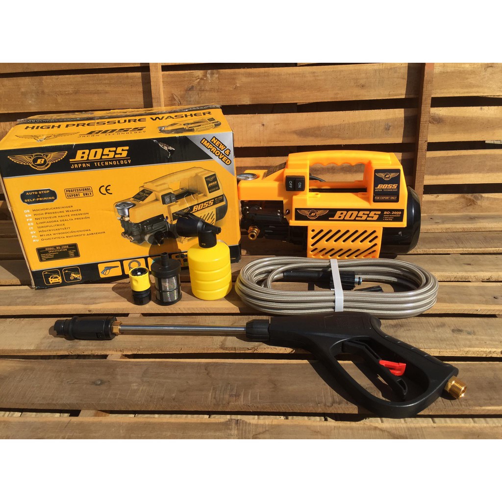 Máy rửa xe áp lực cao BOSS 2000W. motor dây đồng cảm ứng từ. áp lực nước 120bar Tặng bình tạo bọt
