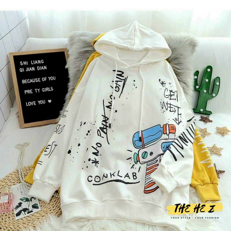 Áo khoác hoodie nữ cute đẹp from rộng mềm, nón lót nỉ 2 lớp in chữ CONKLAB Z02 | BigBuy360 - bigbuy360.vn