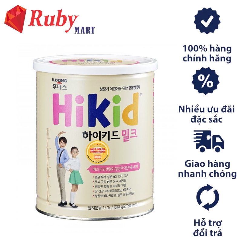Sữa Bột Hikid tăng chiều cao cân nặng cho bé từ 1 tuổi hộp 600g