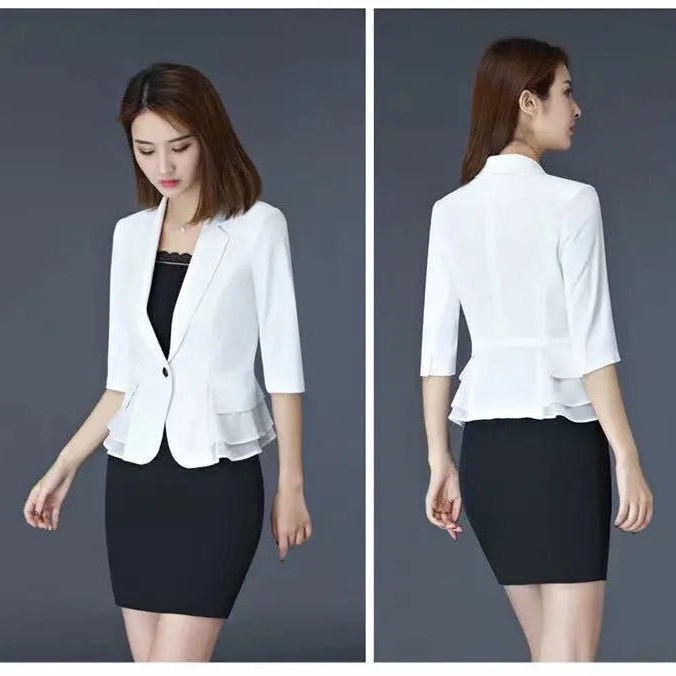 Áo Khoác Vest Tay Lửng 3 / 4 Thời Trang Công Sở Cho Nữ