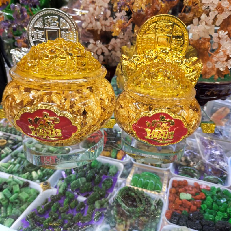 Túi lá vàng đặt bàn Thần tài sung túc cả năm, đặt làm làm việc, quầy thu ngân, két sắt thu hút tài lộc