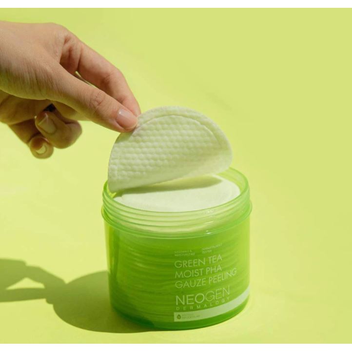 [30 Miếng] Tẩy Tế Bào Chết Trà Xanh Neogen Dermalogy Green Tea Moist PHA Gauze Peeling 190ml
