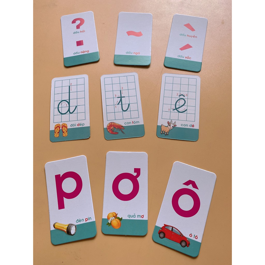 Bộ Chữ Cái, Dấu Và Số Gồm 42 Thẻ Học Flashcard Có Hình Ảnh Minh Họa Giúp Bé Làm Quen Với Bảng Chữ Cái Tiếng Việt