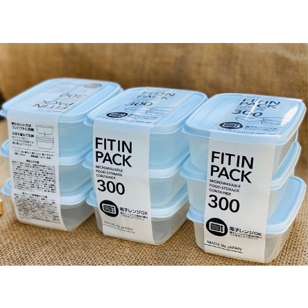 Set 3 hộp Hộp nhựa thực phẩm Fit in Pack 300ml nắp dẻo của Nhật Bản dùng được trong lò vi sóng D5795