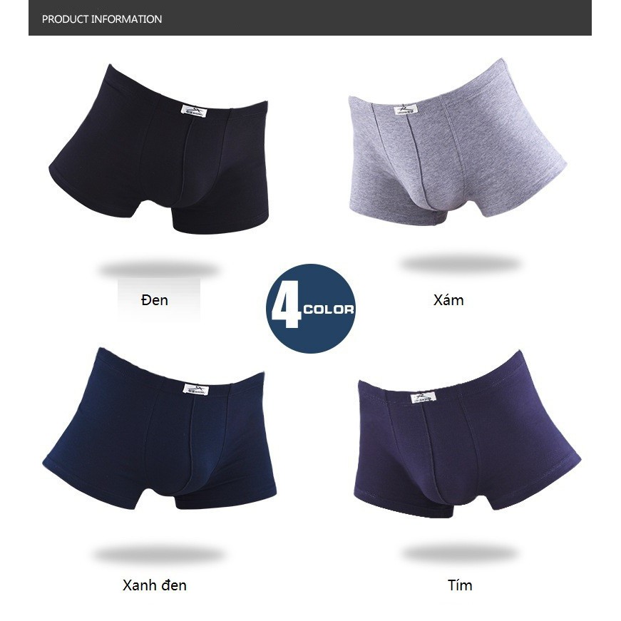 L6940 - Quần lót Boxer nam chất cotton cao cấp 4 chiếc giá 300k