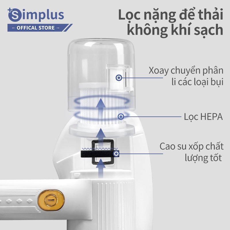 Thiết bị loại bỏ mạt bụi không dây Simplus dùng để hút bụi giường hộ gia đình để loại bỏ mùi hôi và sạc thông minh