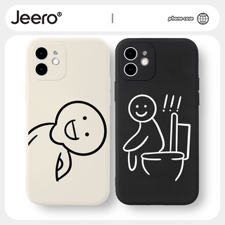 Ốp lưng JEERO hoạt hình cặp đôi dễ thương đẹp ngộ nghĩnh mềm viền vuông cho iPhone 13 12 11 Pro Max SE 2020 X XR XS 8 7 6 6S Plus kute HFF493