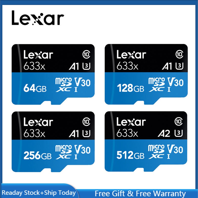 Thẻ Nhớ Lexar 633x Micro SD 512 16GB 32GB 64GB 128GB SDHC SDXC Cho Máy Bay Điều Khiển GOPRO