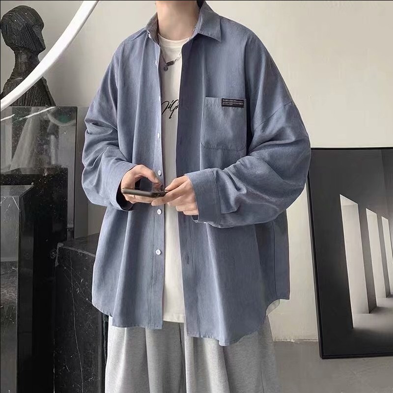 Áo sơ mi nam màu đặc đơn giản áo sơ mi lụa nam thời trang sơ mi nữ form rộng phong cách Hàn màu be áo sơ mi nam unisex fresh Áo sơ mi tay dài nam  áo sơ mi nữ
