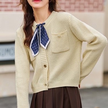 Áo Khoác Cardigan Dệt Kim Dáng Rộng Cột Nơ Xinh Xắn Thời Trang Cho Nữ