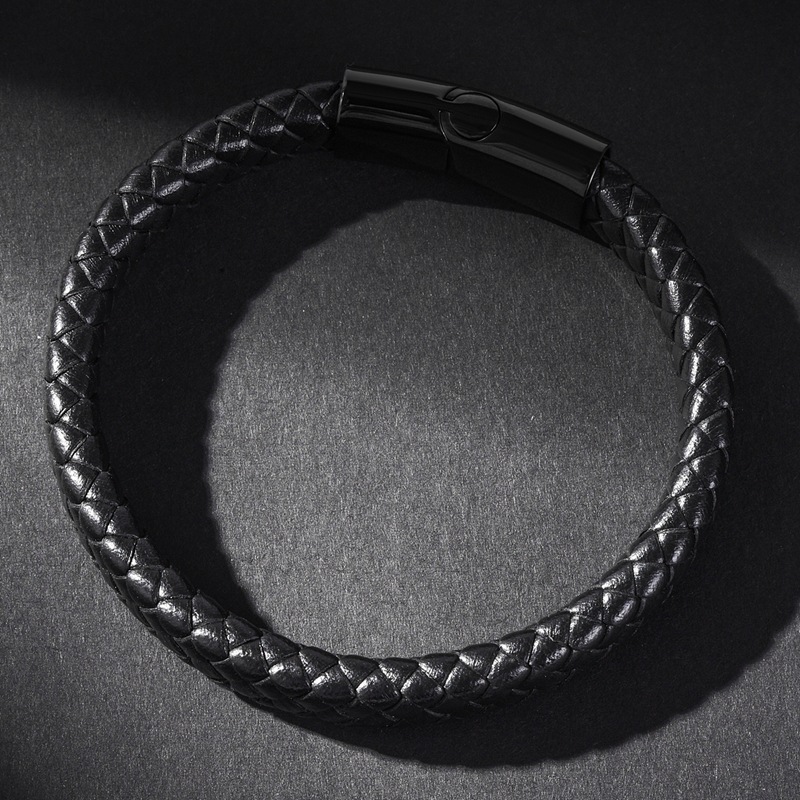 Mới Vòng Tay Bện Dây Đen Bằng Thép Không Gỉ Thời Trang Cho Nam