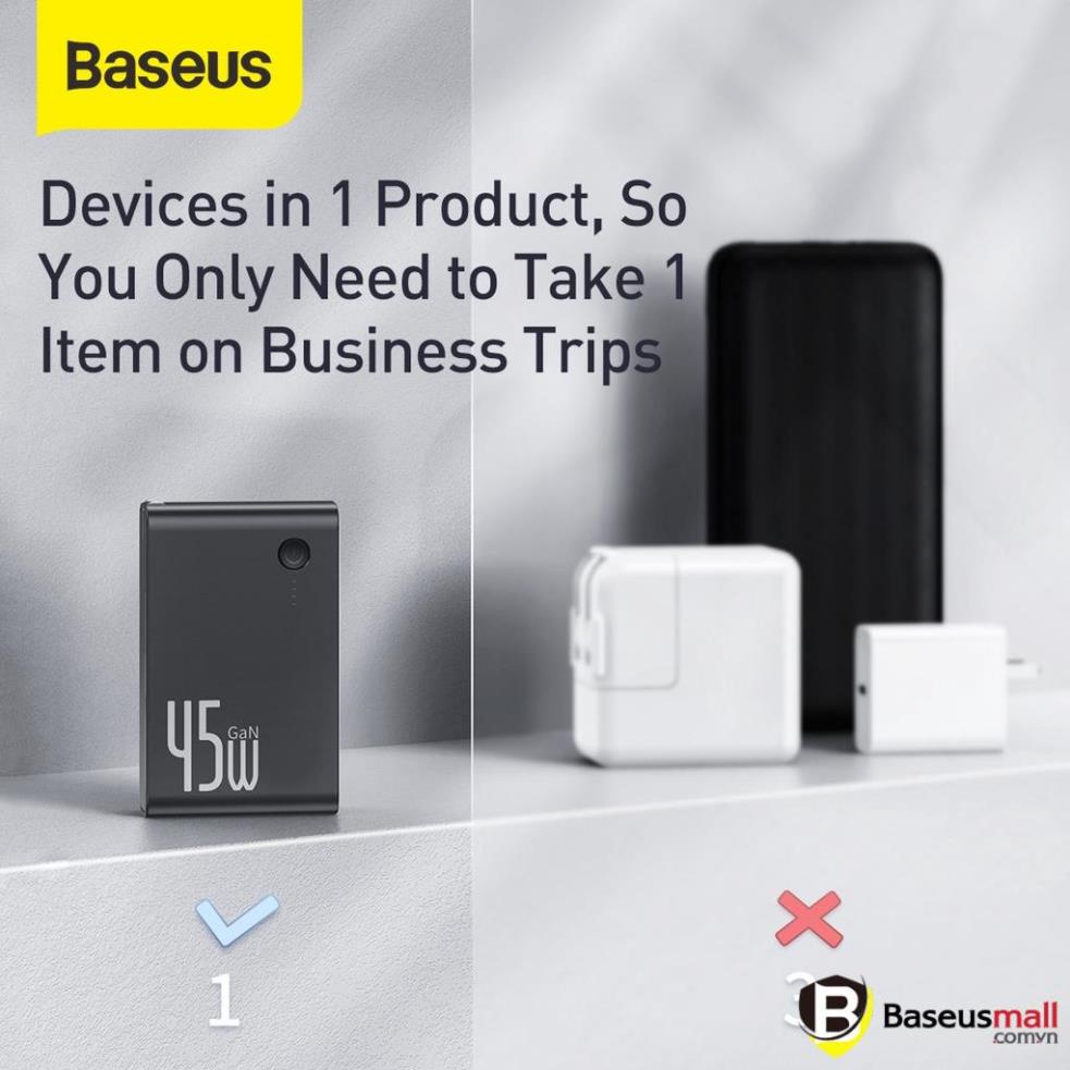 Baseus -BaseusMall VN Cốc sạc nhanh kiêm pin sạc dự phòng Baseus GaN Power Station 45W 10.000mAh