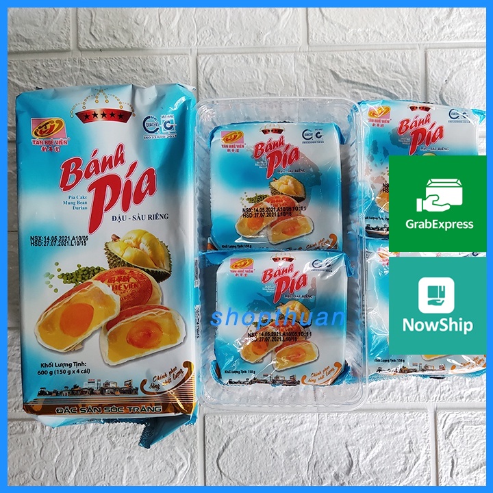 Bánh pía 5 sao đậu sầu riêng trứng muối Tân Huê Viên 600g ( 4 cái )