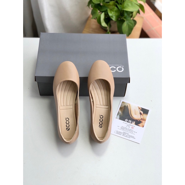 Giày búp bê nữ đế xốp cao su mềm da trơn dáng ôm ecco