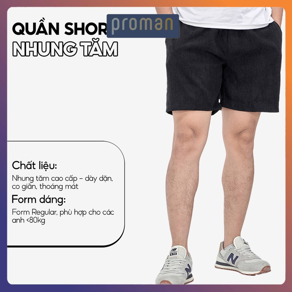 Quần đùi nam NHUNG TĂM thể thao chất đẹp, quần short nam mặc nhà cao cấp thấm hút mồ hôi QD07 - PROMAN