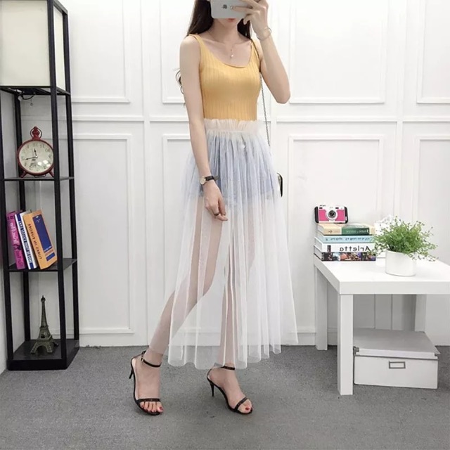 Chân váy voan Dùng để phối với đầm hoặc quần sọt Yura Store CVV090