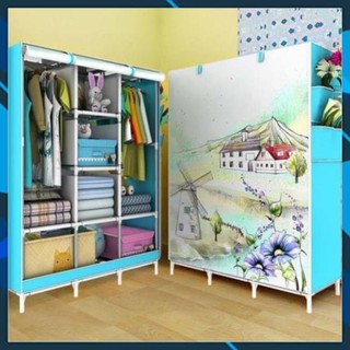 🔥FreeShip - Hàng Chuẩn🔥 Tủ quần áo - Tủ vải quần áo 3D 3 buồng 8 ngăn mẫu mới - Gia Dụng Thông Minh