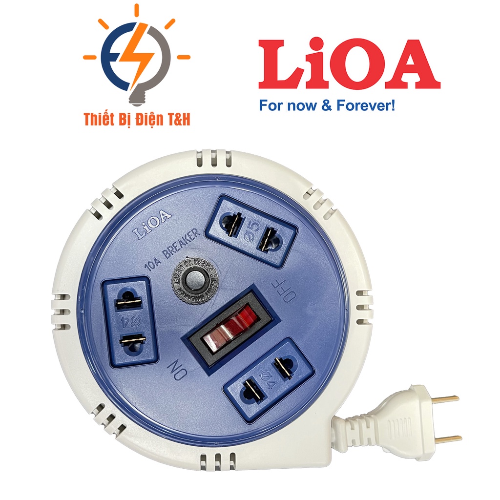 Ổ cắm điện tròn, kéo dài, đĩa bay mini LIOA, 2200W, 3 ổ cắm, 1 công tắc, dây dài 3M, OQMN3-3