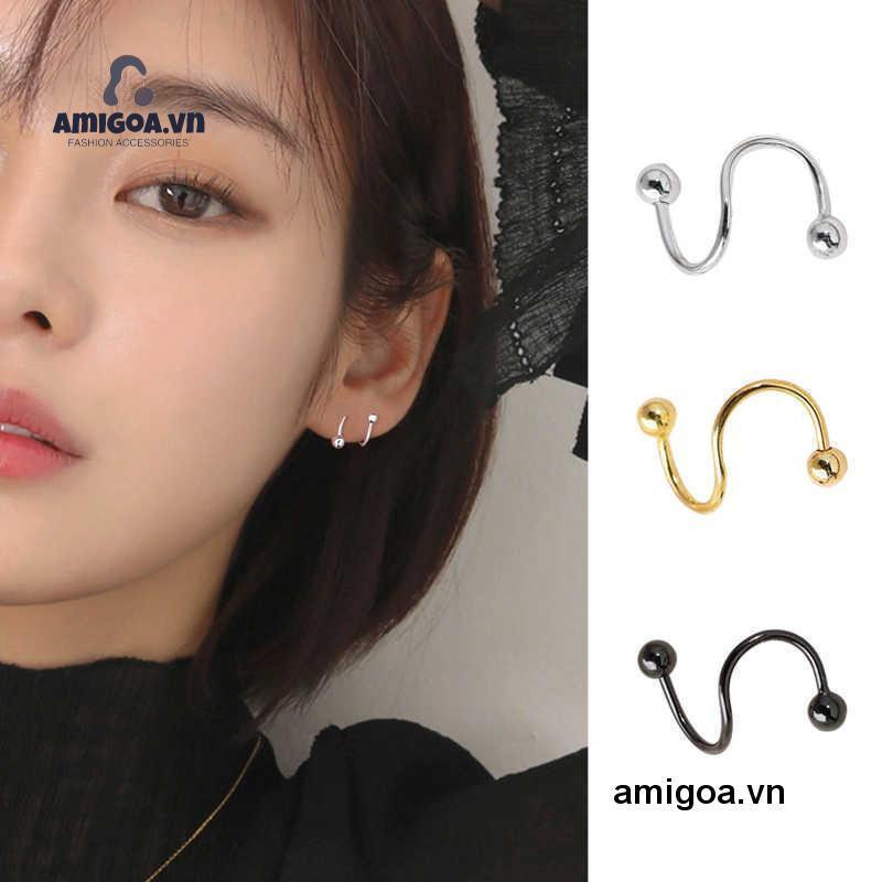 ✨✨1 Đôi Bông Tai Nữ Bằng Đồng Phong Cách Retro Đơn Giản Mùa Xuân