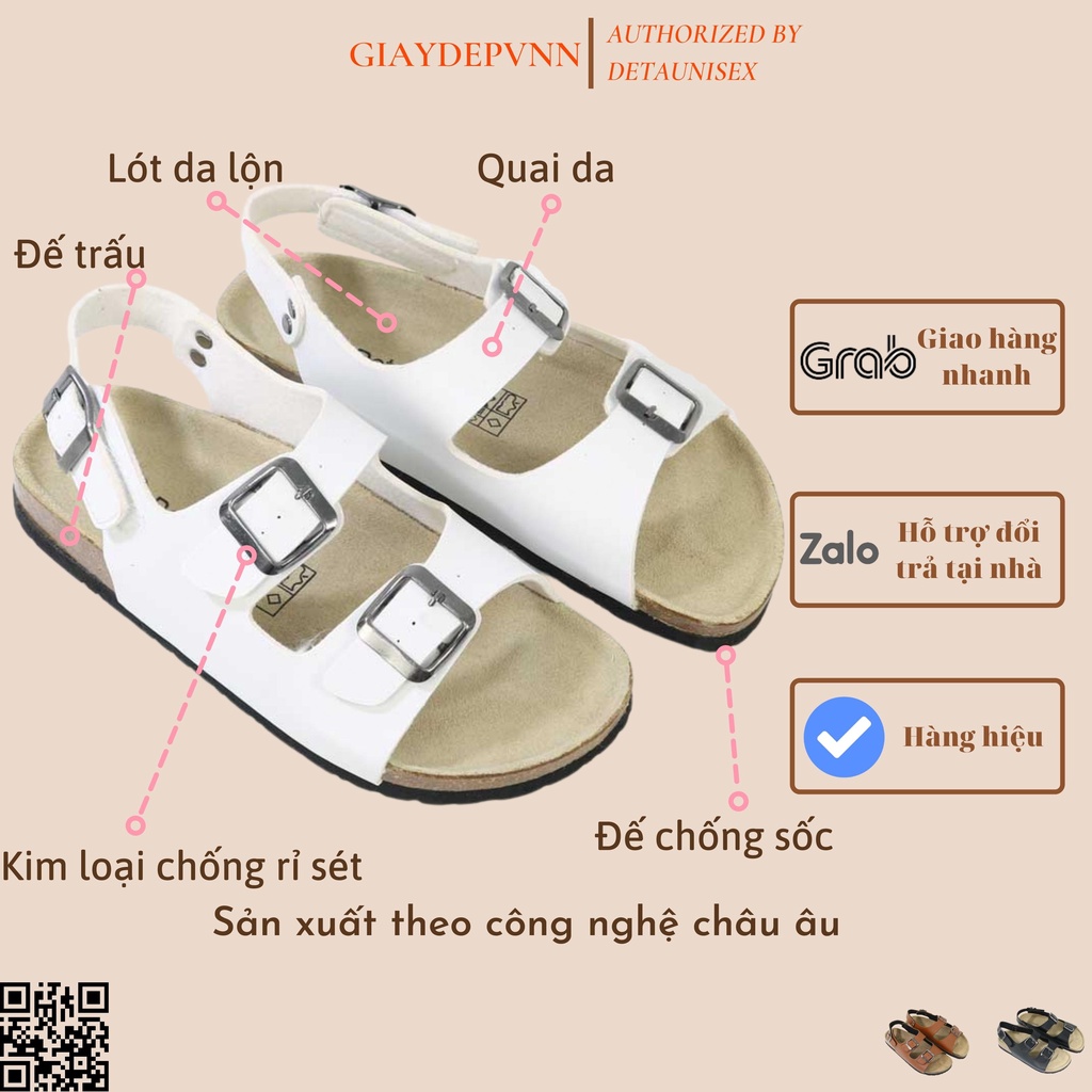 Giày Đi Học Birken Đế Trấu Unisex 2 Khóa Quai Dán SATA21 - Giày Học Sinh