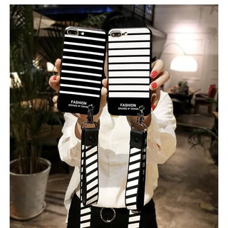 Ốp lưng silicon sọc fashion - có kèm dây đeo