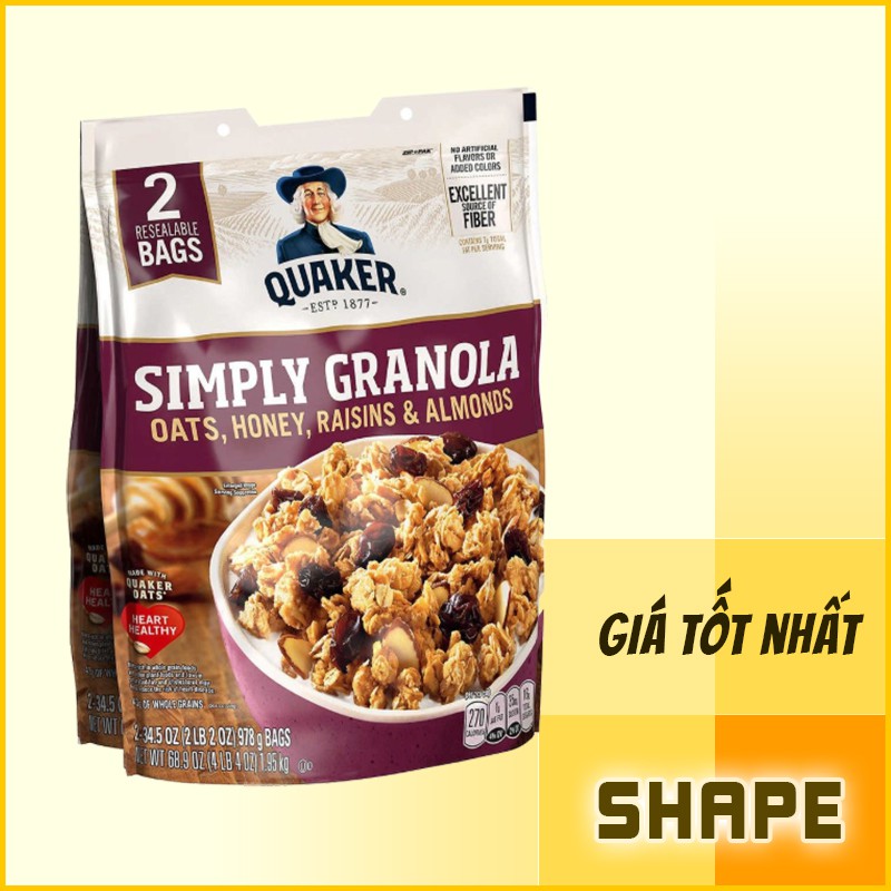 YẾN MẠCH ĂN LIỀN | Quaker Granola [978g] - Chính Hãng Tại Shape Store