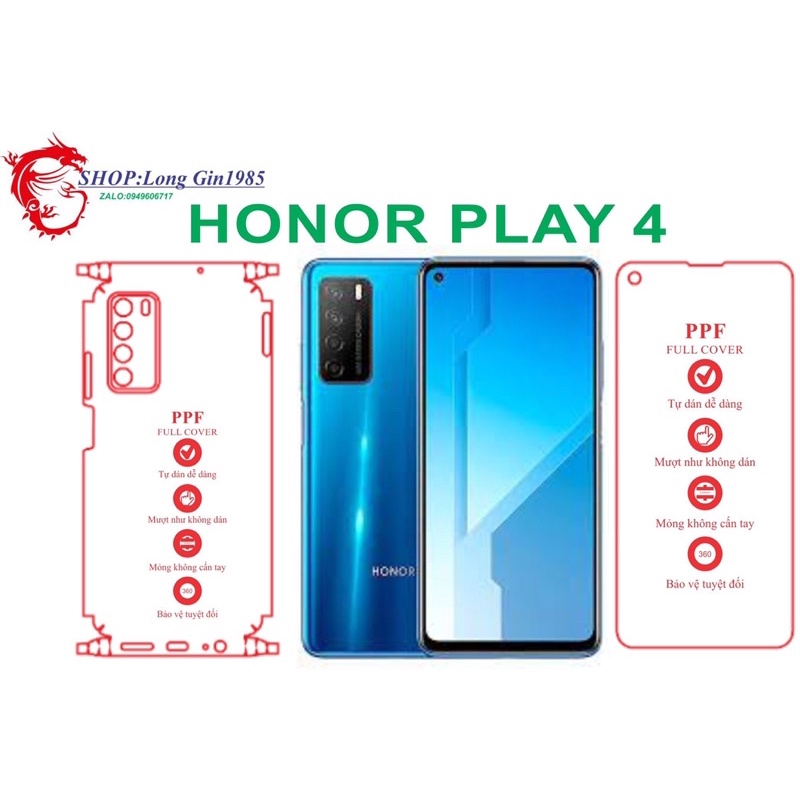 Honor Play 4 ,miếng dán trong Ppf mặt trước mặt sau chống va đập chống trầy xước tốt