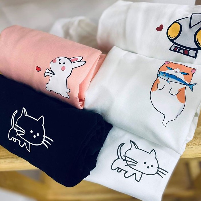 [Hàng Xịn, Gía Tốt] Áo Phông Thun Nữ Tay Ngắn Icon Họa Tiết Chó Dễ Thương - Unisex - Cotton - Mã AT023