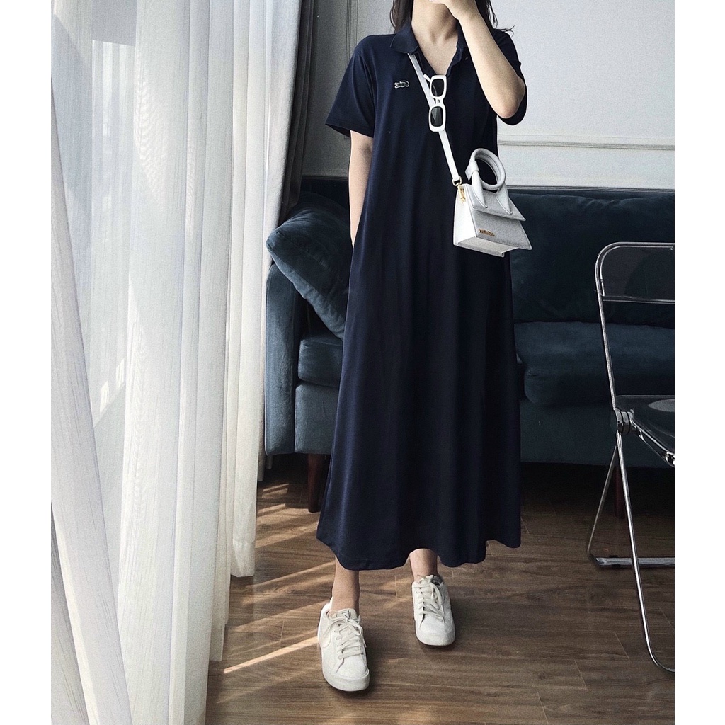 Váy polo nữ suông lacos dáng dài đầm polo dài xanh cá sấu | BigBuy360 - bigbuy360.vn