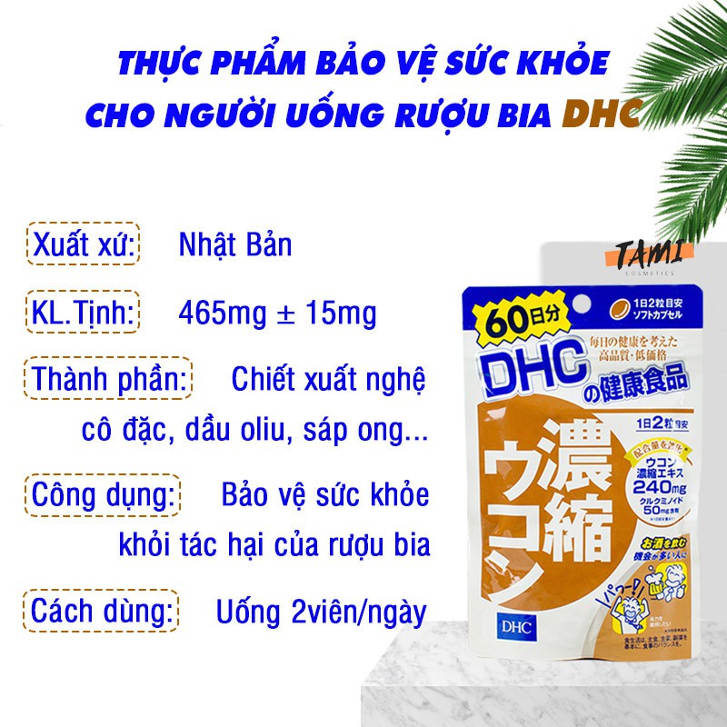 Viên uống giải rượu, thải độc gan DHC Nhật Bản bảo vệ sức khỏe thực phẩm chức năng 30 ngày TM-DHC-TUR30