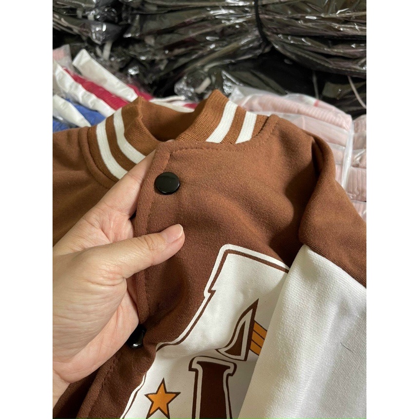 Bomber ❤️❤️ Áo khoác bomber bóng chày T20 NÂU nam nữ mùa đông chống nắng vải nỉ cao cấp giá rẻ