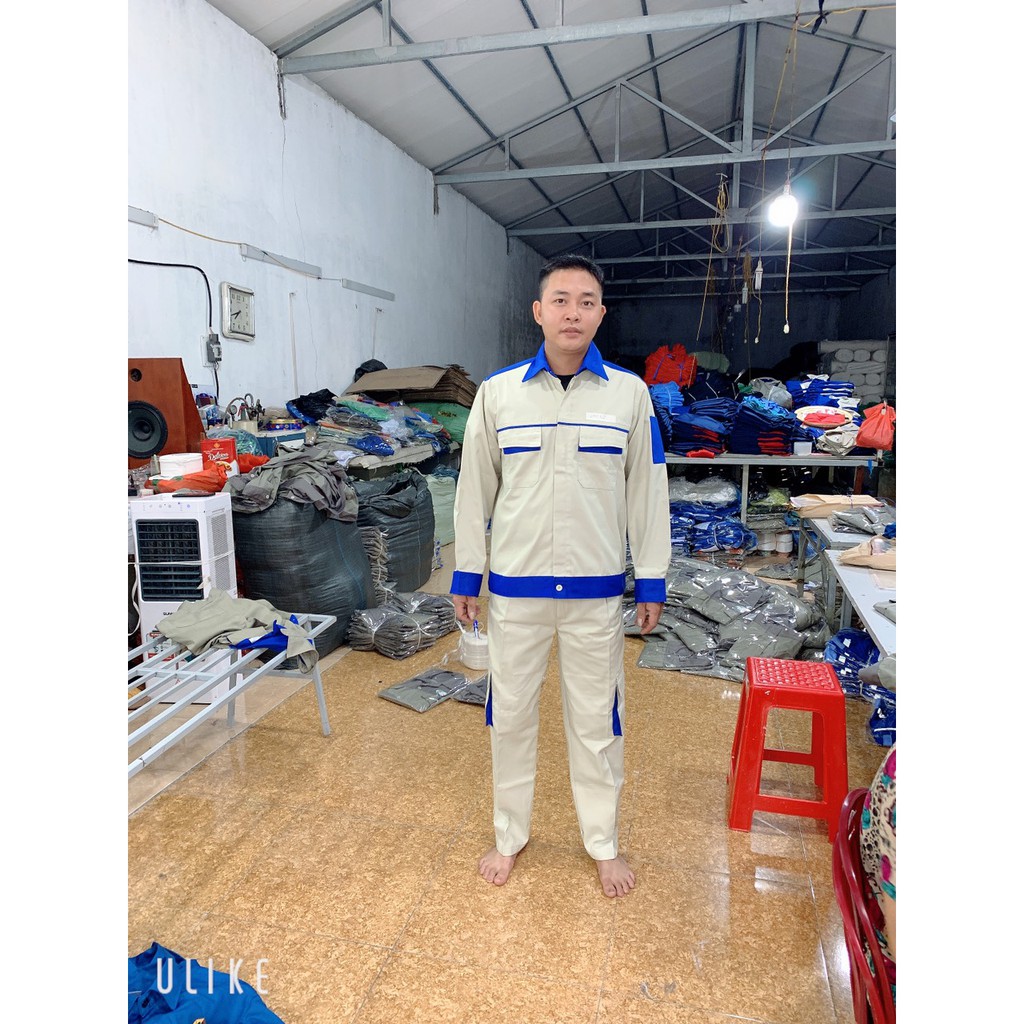 Quần áo bảo hộ lao động đẹp, bộ bảo hộ lao động cho công nhân, kỹ sư, quần áo bảo hộ may kỹ Kaki 3.1 M02