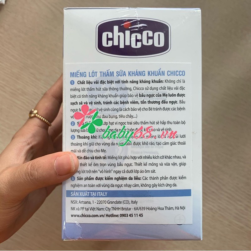 Lót thấm sữa Chicco- chống khuẩn 30 miếng