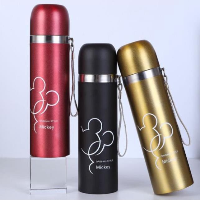 Bình Giữ Nhiệt Nóng Lạnh 500ml Hình Mickey Thiết Kế Đơn Giản Hiện Đại