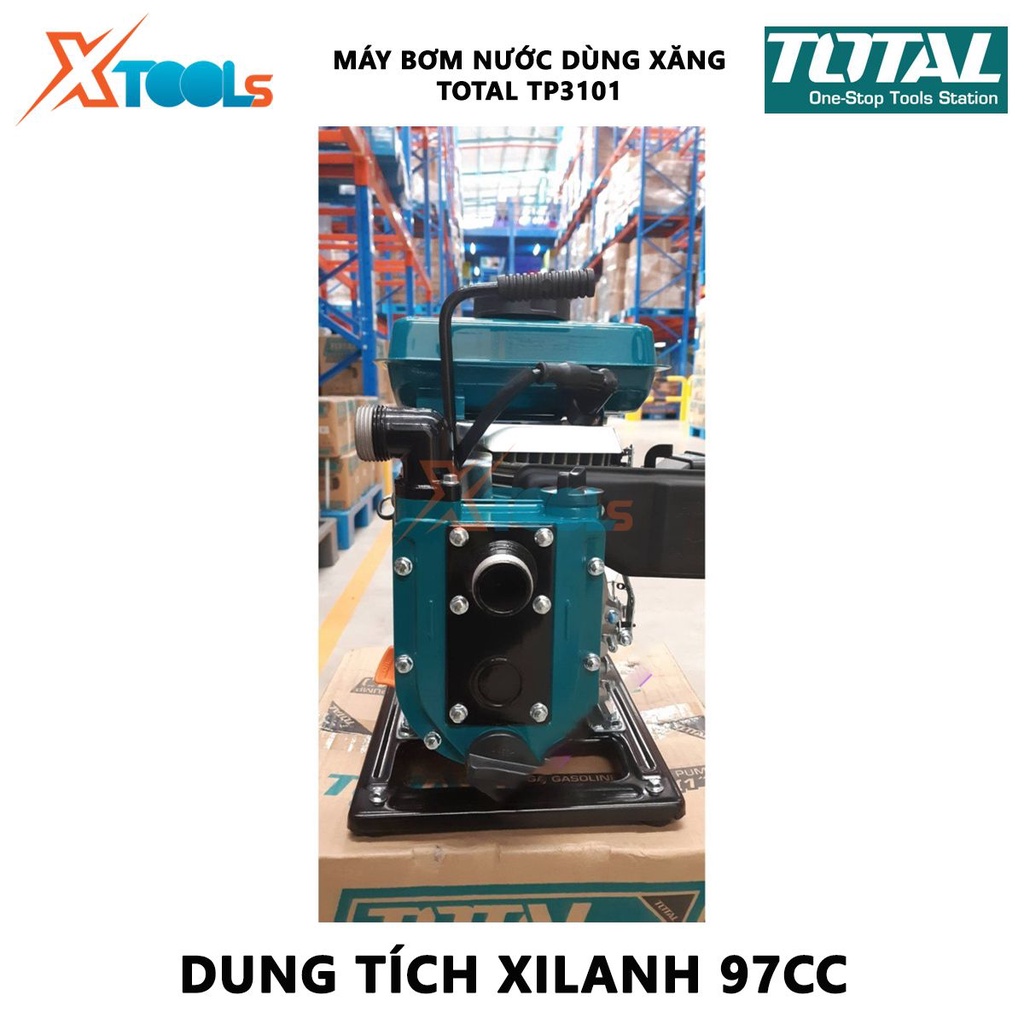 Máy bơm nước dùng xăng TOTAL TP3101 Máy bơm nước mini chạy xăng Công suất bơm 2.5HP Lưu lượng bơm 300L/min, bơm tưới cây