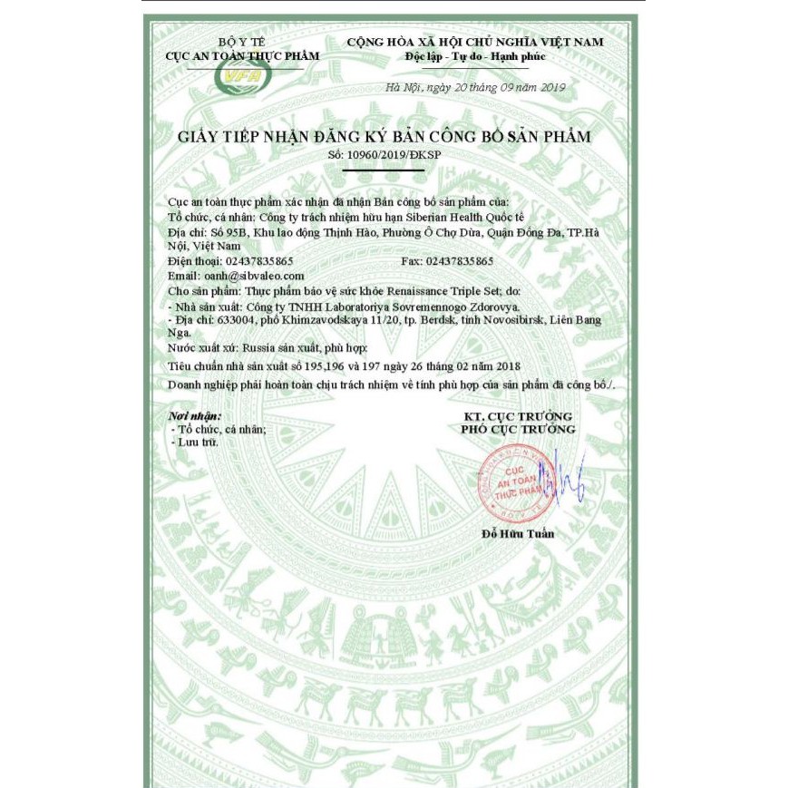 Thực phẩm bảo vệ sức khỏe Renaissance Triple Set Siberi Nga | BigBuy360 - bigbuy360.vn