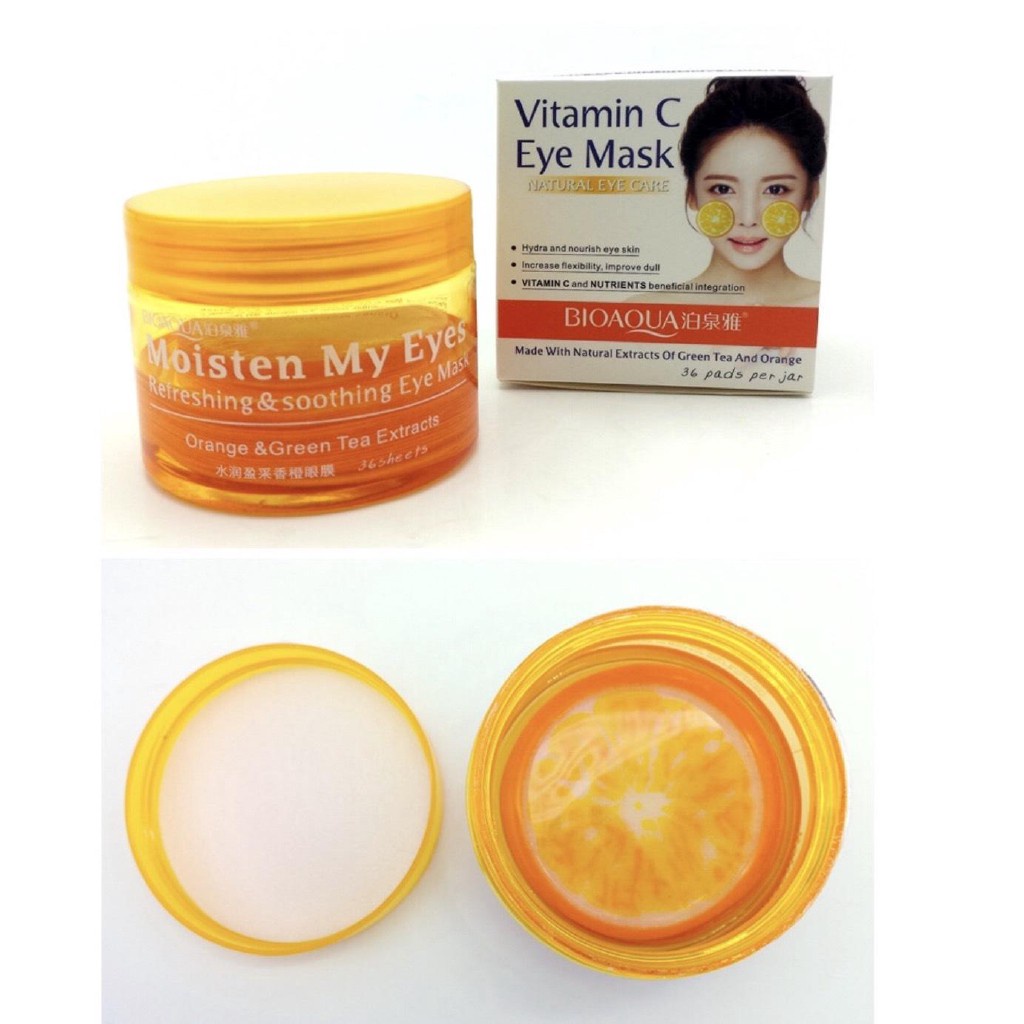 Mặt Nạ Mắt Bioaqua Vitamin C Eye Mask Natural Eye Care, Mặt nạ dưỡng ẩm cho mắt giảm quầng thăm cấp ẩm cho mắt