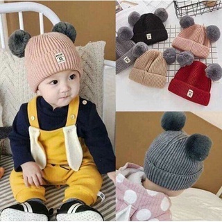 Mũ len quả bông cho bé dưới 4 tuổi