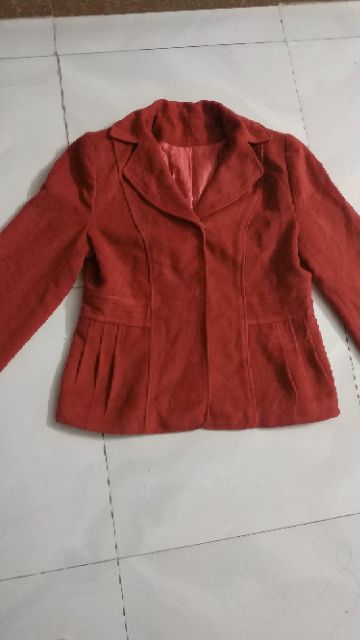 Thanh lý áo dạ màu đỏ dáng ngắn chất mịn đẹp size XL used
