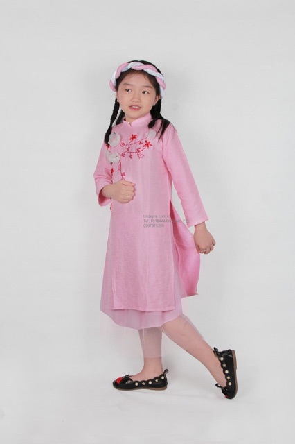 Áo dài đẹp cho bé gái kiểu áo dài cách tân hàng đẹp size 1- 16 tuổi